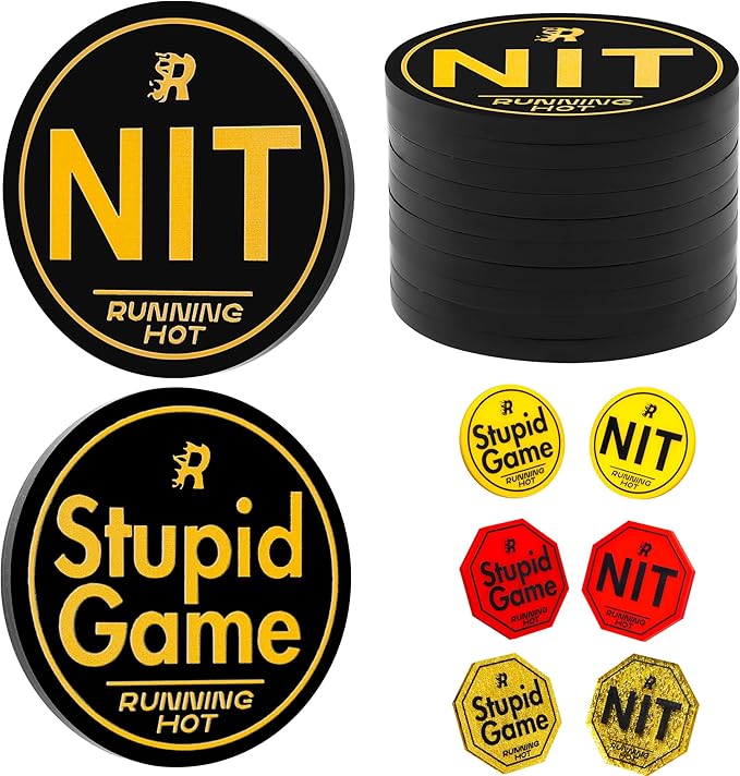 RUNNING HOT Nit Button Set for Texas Hold'em & Omaha Poker (Pack of 10) - Professional Chips for