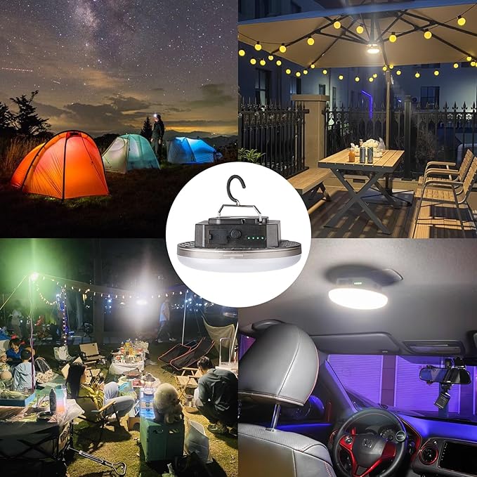 12000mAh 4000LM Camping Lights 3 Color Lighting Modes Bright Rechargeable LED Lamp 40W Hanging Tent
