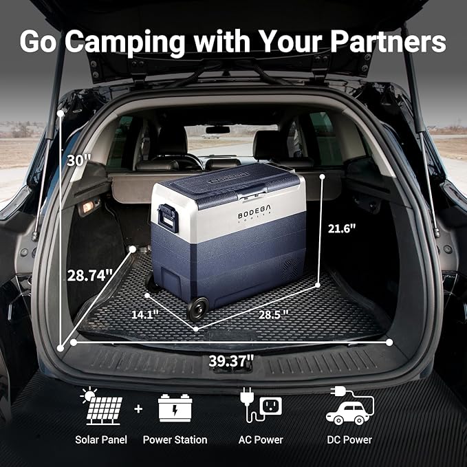 BODEGACOOLER 12 Volt Portable Refrigerator,64 Quart Car Fridge Dual Zone -4℉-68℉,60L Car Freezer