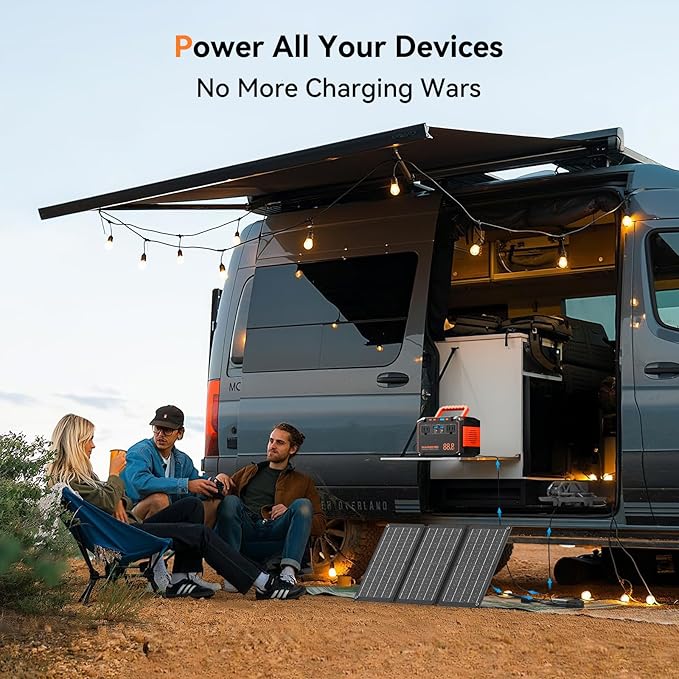 MARBERO 88.8Wh Portable Power Station with 30W Solar Panel 150W Peak Camping Solar Generator Power