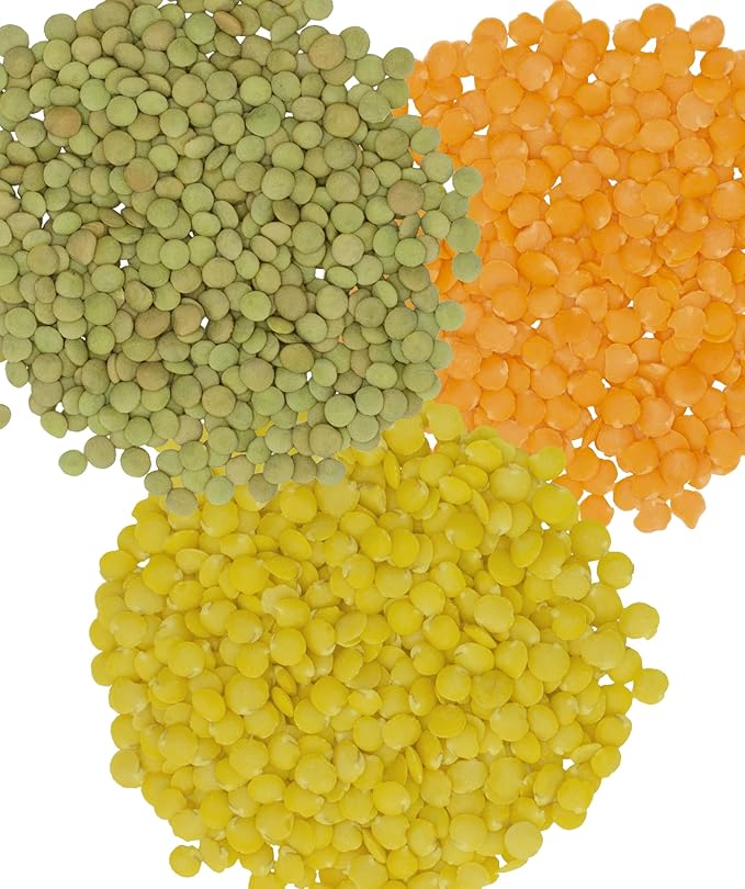 Red Lentils | Green Lentils | Golden Lentils | 12 LBS Total | Non-GMO | 100% Non Irradiated |