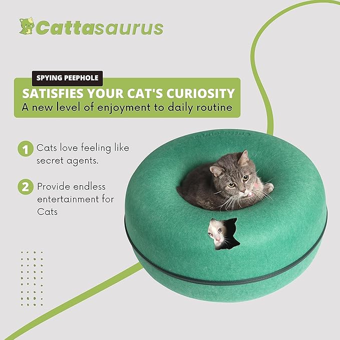 CATTASAURUS Peekaboo Cat Cave for Multiple & Large Cats Up to 30-45 Lbs, Scratch Detachable &