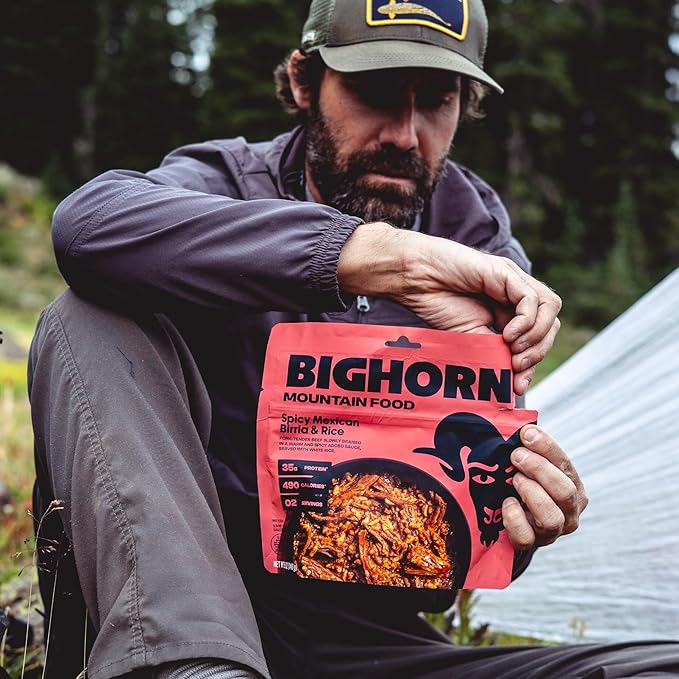 BIGHORN Mountain Food Spicy Mexican Birria and Rice - contains 6 packs | 12 servings | 210g Protein