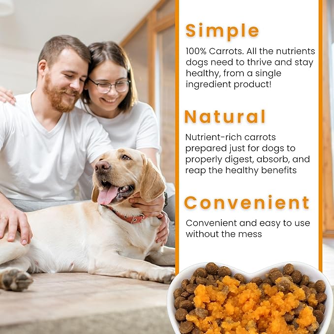 Olewo Original Carrots for Dogs - Fiber for Perfect Poop, Dehydrated Dog Food Toppers for Picky