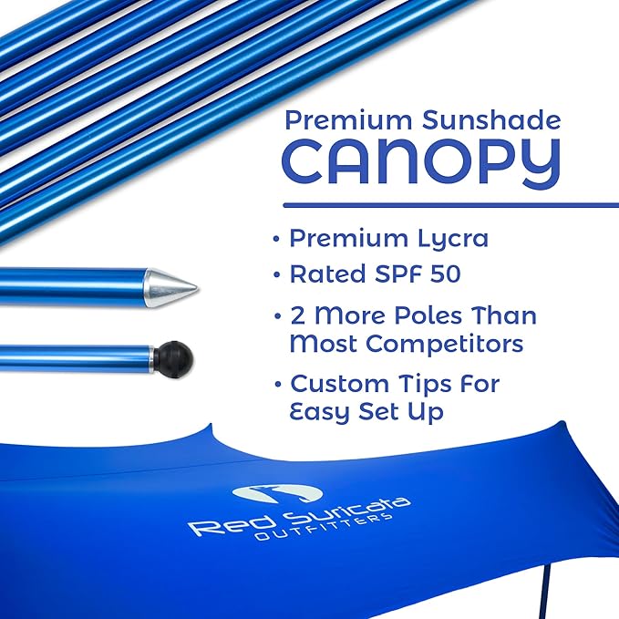 Red Suricata Family Beach Tent & Canopy, UPF50 Sun Shade, Sunshade With 4 Aluminum Poles, 4 Pole