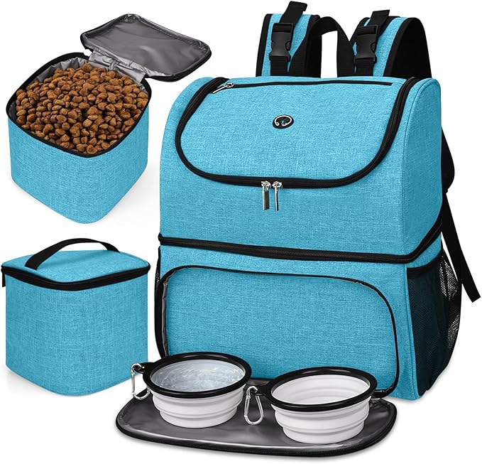 BAGLHER Pet Travel Bag, Double-Layer Pet Supplies Backpack (for All Pet Travel Supplies), Pet