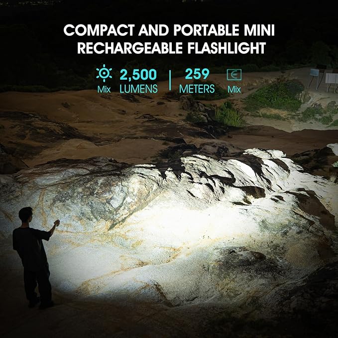 S10Pro Pocket LED Rechargeable Flashlights, Bright Flashlight 2500 High Lumen, Small Tactical