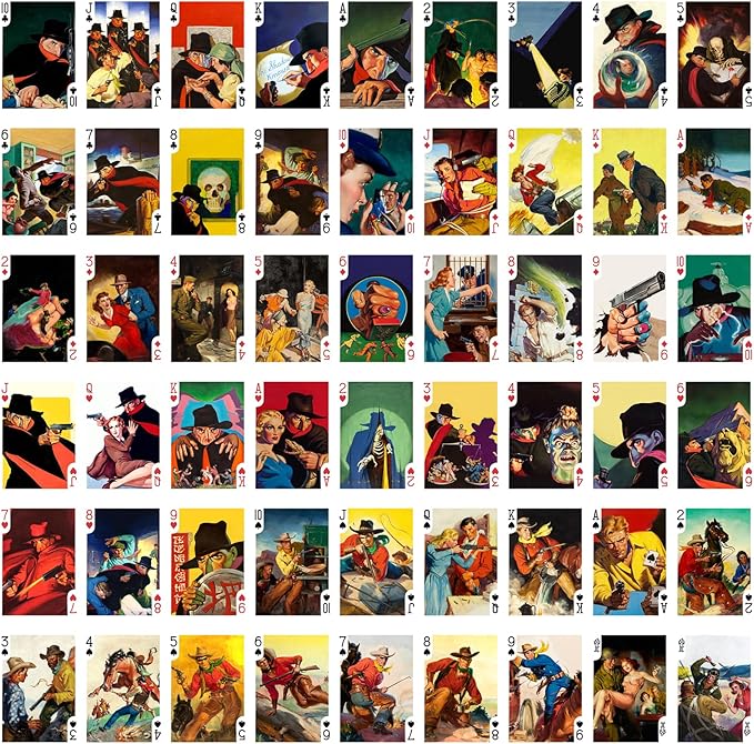 Mystery and Adventure Playing Cards (Poker Deck 54 Cards All Different) Vintage Hardboiled
