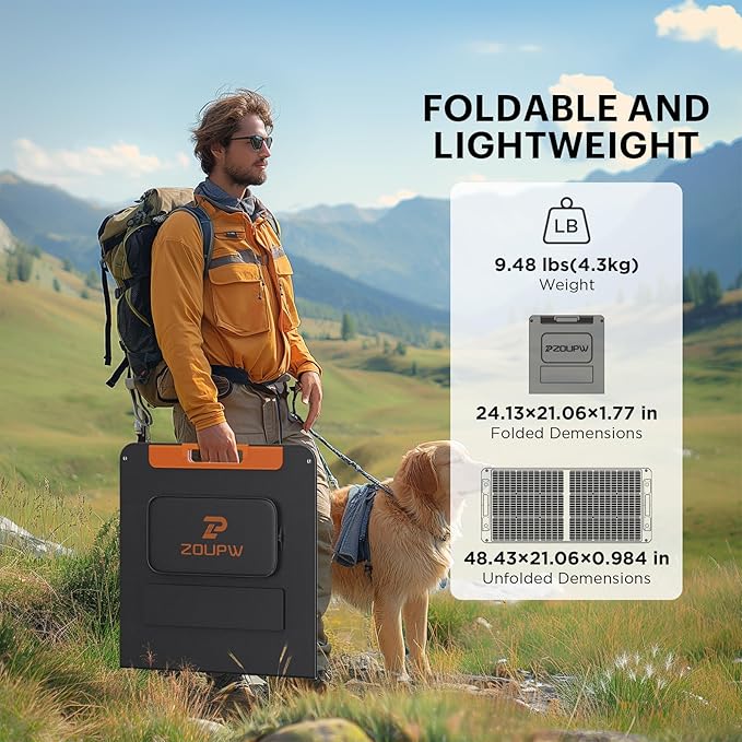 100 Watt Portable Solar Panel with Solar Angle Guide,Camper Essentials,20V Foldable Solar Charger