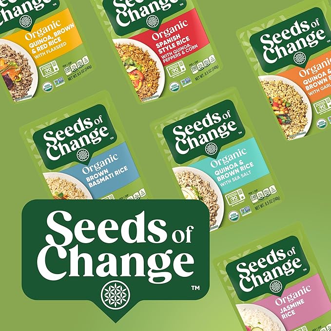 SEEDS OF CHANGE Organic Quinoa & Brown Rice with Garlic Family Size, Organic Food, 17.3 oz Pouch