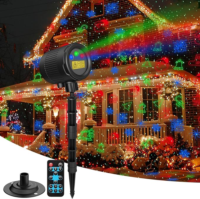 Christmas Laser Lights Outdoor, 3 Color RGB Laser Christmas Projector Lights Outdoor, Waterproof