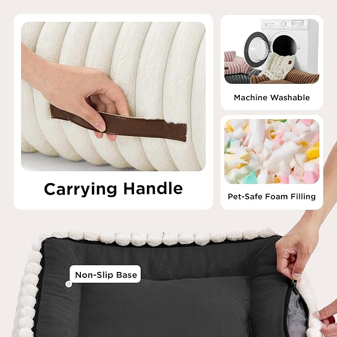 Bedsure Cute Cat Couch for Pets - Fluffy Cat beds with Premium Soft Corduroy Fleece, Fuzzy Cats
