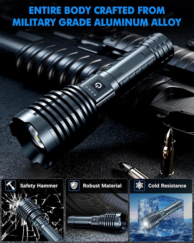 Super Bright Rechargeable LED Flashlights 5000.000High Lumens,Powerful Tactical Flashlight Up to