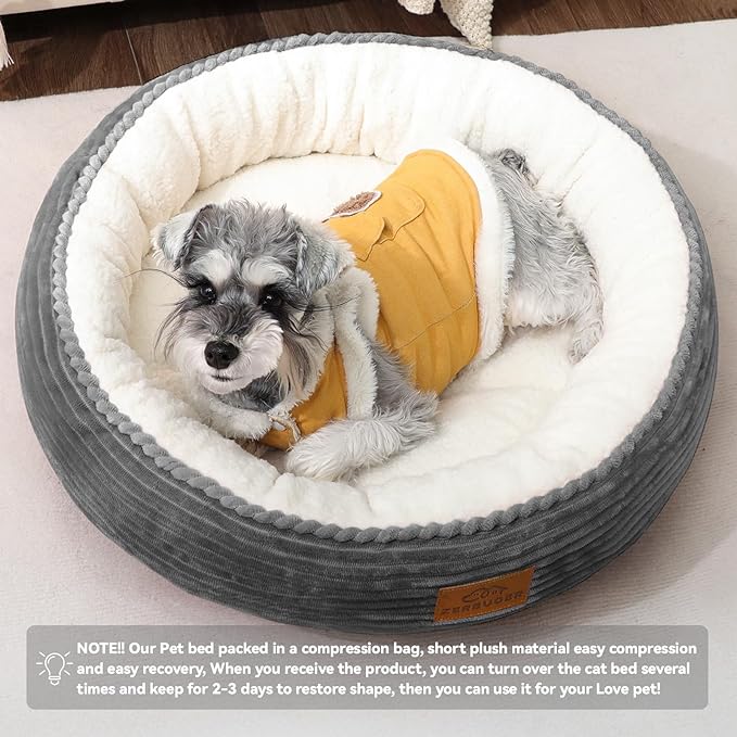 23in Round Cat Dog Bed for Large Medium Small Dogs Cats, Machine Washable Sleeping Sofa, Non-Slip