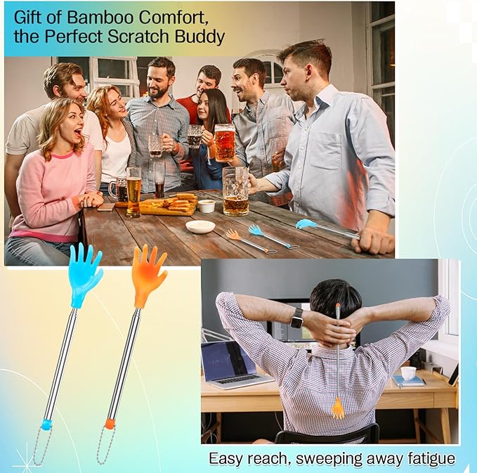Tioncy 24 Pcs Extendable Back Scratcher Bulk Hand Shaped Retractable Scratcher Telescoping Massage