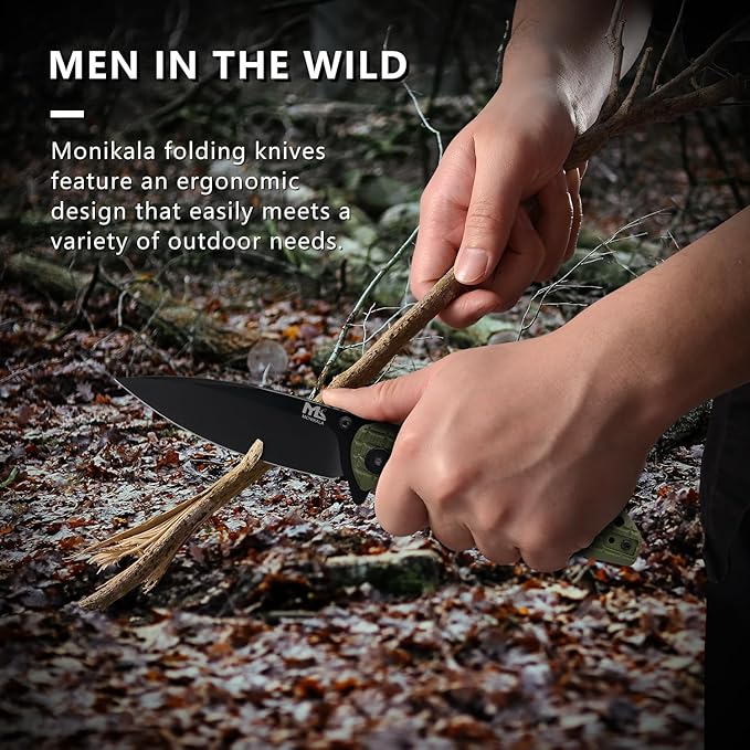 Folding Knife – 3.5-inch D2 Steel Folding Pocket Knife G10 Handle One-Handed Opening and Closing