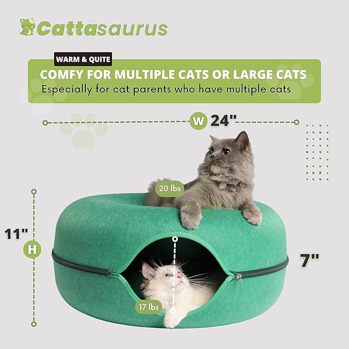 CATTASAURUS Peekaboo Cat Cave for Multiple & Large Cats Up to 30-45 Lbs, Scratch Detachable &