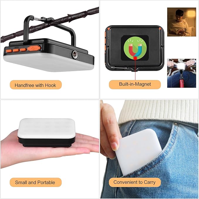 Tent Lights for Camping, Rechargeable Camping Lights for Tent, Camping Tent Light RGB Lights with 8