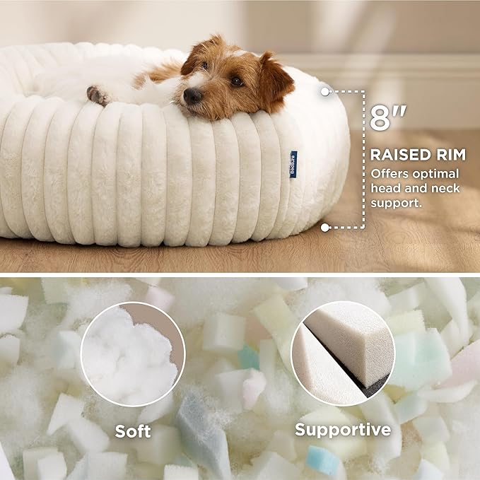 Bedsure Donut Small Dog Bed - Dog Beds for Small Dogs with Corduroy Fleece & Anti Slip Bottom