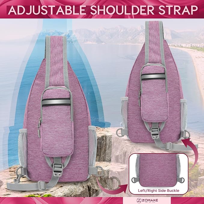 ZOMAKE Sling Bag,Small Crossbody Sling Backpack,Water Resistant Shoulder Daypack for Travel,Anti