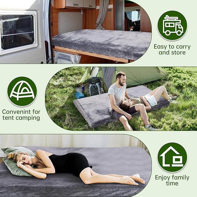 Memory Foam Camping Mattress pad,3 Inch Thick Floor Sleeping Mat Pad for Adults with Waterproof and