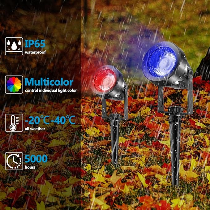 RGBW Color Changing Landscape Lighting,12V Low Voltage Landscape Lights Spotlights with Transformer