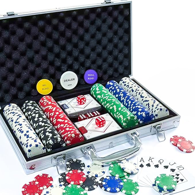 Poker Chip Set - Classic 300PCS Poker Set with Aluminum Case, 11.5 Gram Casino Chips for Texas