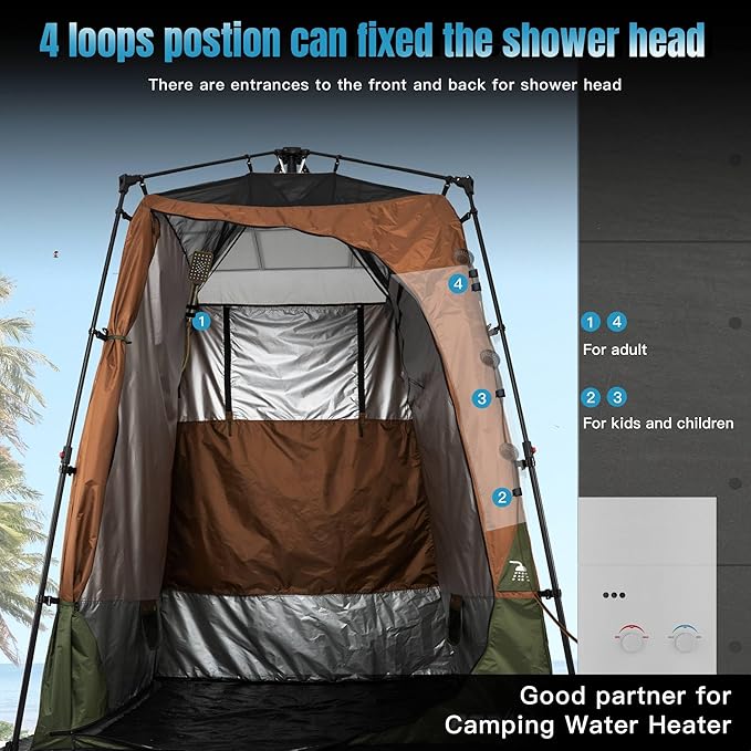 Camping Shower Tent Deluxe Changing Room Easy Set Up Privacy Shelter,Large Toilet Tent with Floor