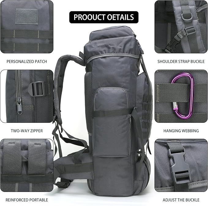 Hiking Backpack for Men 70L/100L Camping Backpack Military Rucksack Molle 3 Days Assault Pack for