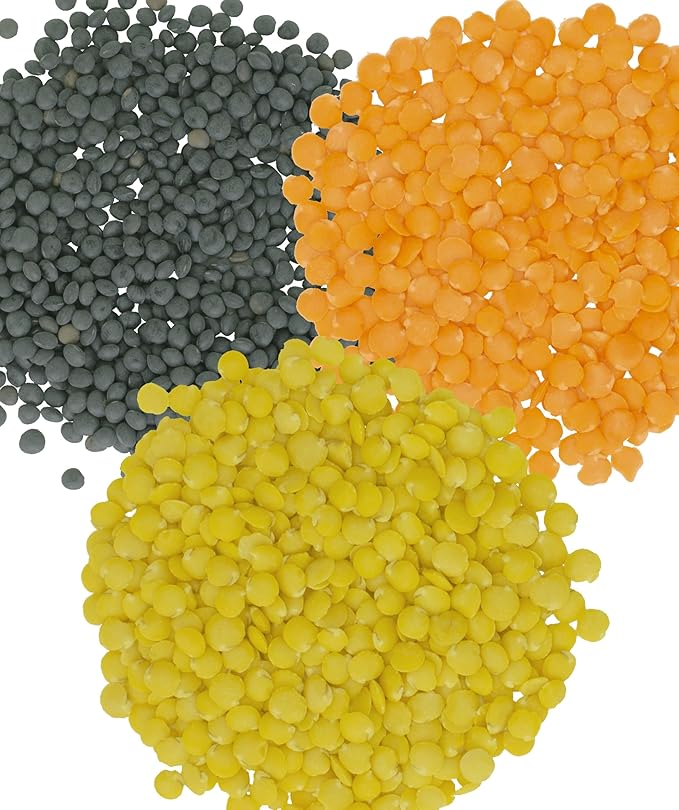 Black, Red and Yellow Lentils | 12 LBS (3-4 lb bags) | Non-GMO | 100% Non Irradiated | Kosher | USA