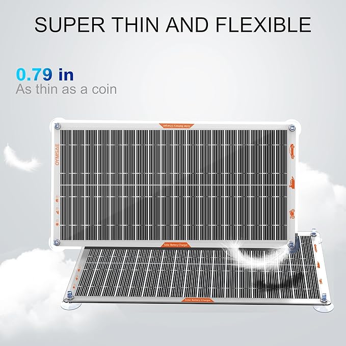 OYMSAE White 10W Solar Car Battery Charger Portable 12V Trickle Battery Charger & Maintainer