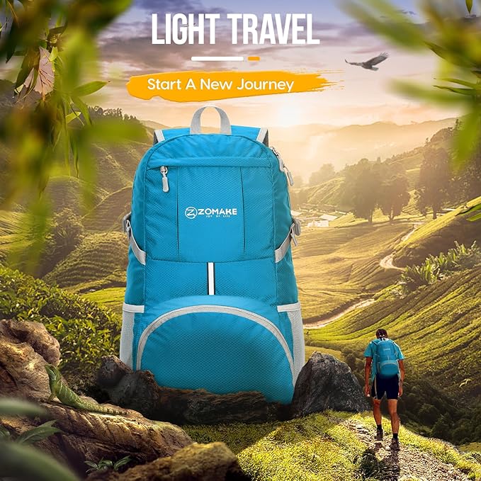 ZOMAKE Lightweight Packable Backpack 35L, Light Foldable Backpacks Water Resistant Collapsible
