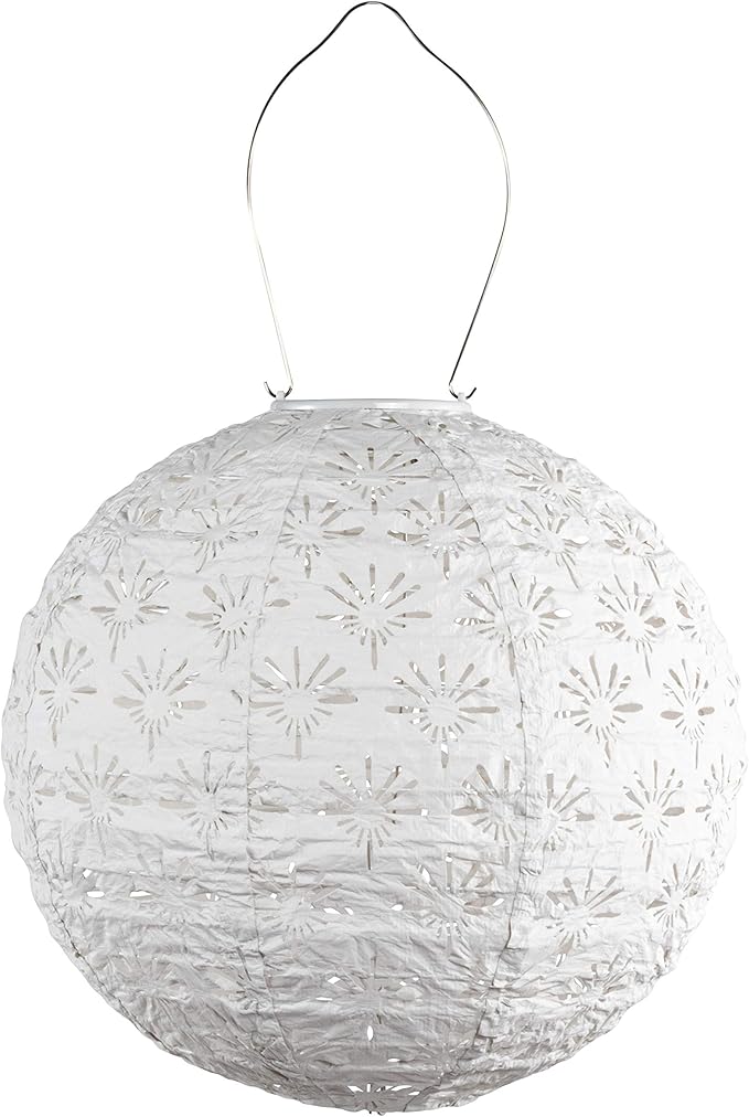 Allsop Soji Stella - Deco Globe - 12" Outdoor Solar Lantern -White