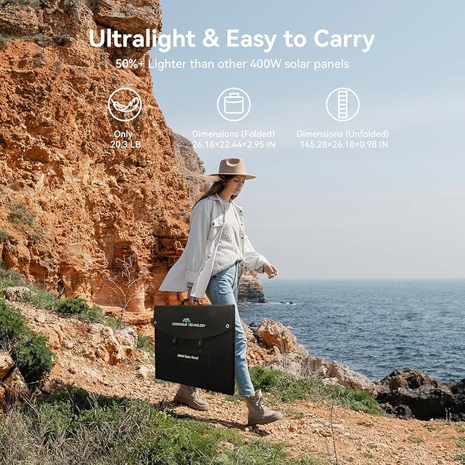 400W Portable Solar Panel for Most Power Stations, Foldable & Lightweight Solar Suitcase with