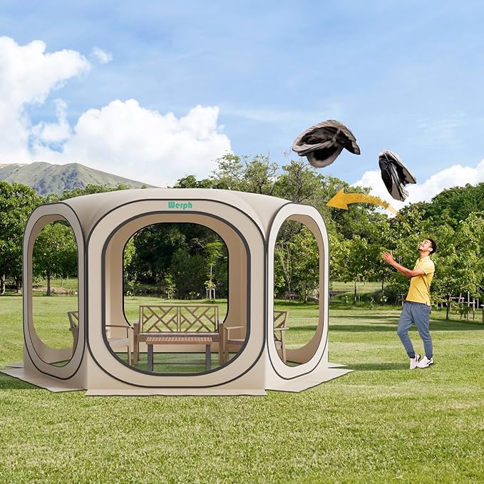 Pop Up Screen Tent Canopy, Portable Screen Canopy with Mosquito Net, Outdoor Screen Room Tent 12