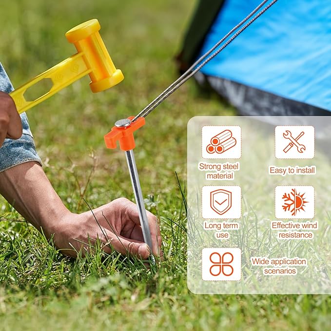 30 Pack Tent Stakes Heavy Duty,9.6 Inch Non-Rust Metal Tent Pegs,Ground Stakes Tent Spikes,Camping