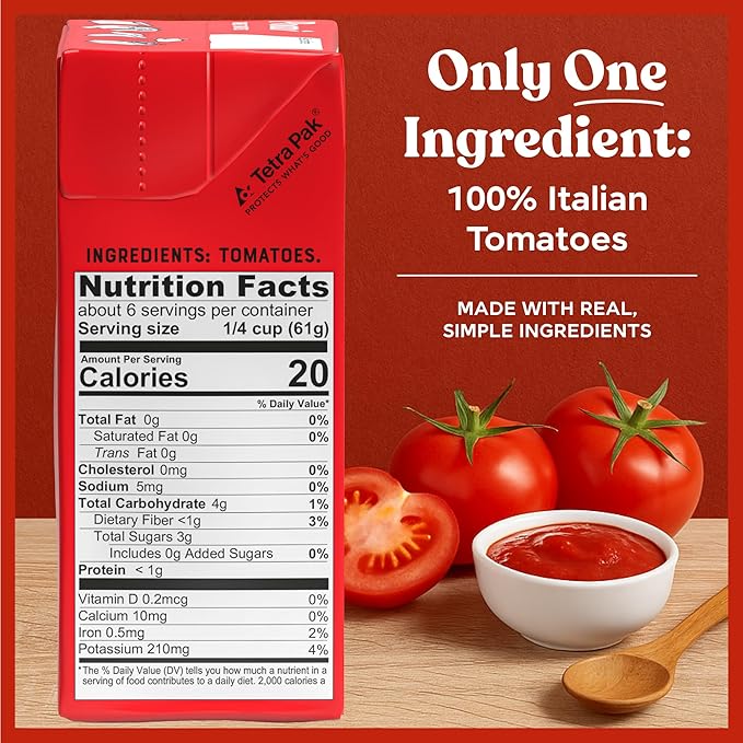 Pomì Strained Tomatoes 13.8oz (Pack of 12) - Creamy, Velvety Italian Tomato Puree, No Additives or