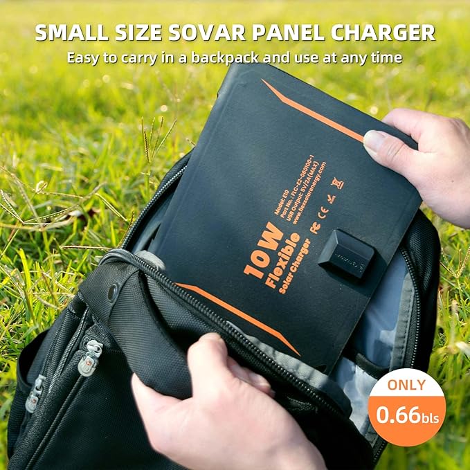 FlexSolar 10W Portable Solar Chargers 5V USB Small Power Emergency ETFE Panels Foldable IP67