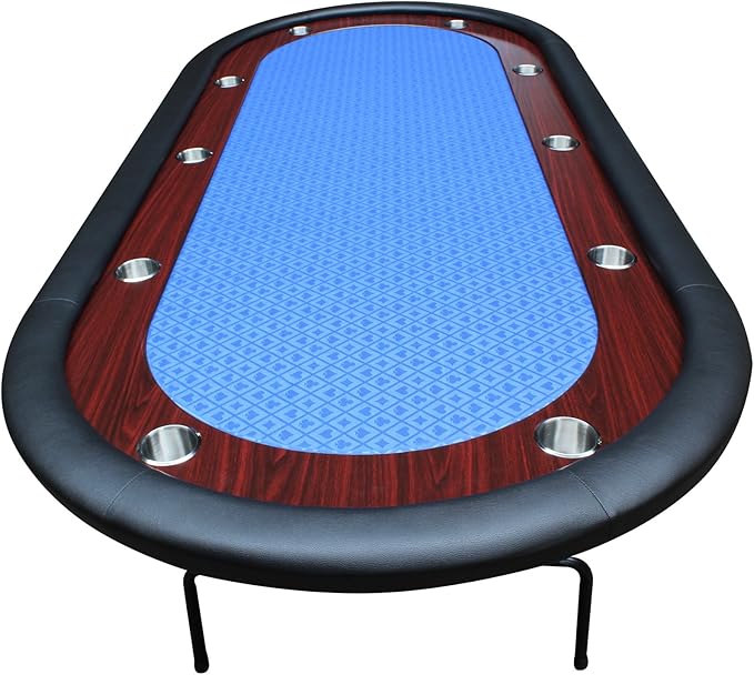 Poker Table 96 inches Light Series for 10 Player Games with Cup Holders Wooden Racetrack Felt