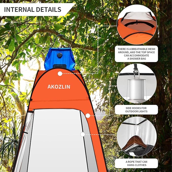AKOZLIN Portable Pop Up Shower Tent Instant Privacy Dressing Changing Tent Outdoor Shower Room Camp