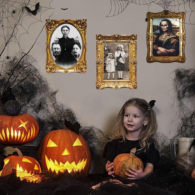 ECGER Halloween Decorations Indoor, Haunted Scary Decor - 3D Changing Face Pictures, Vintage Moving