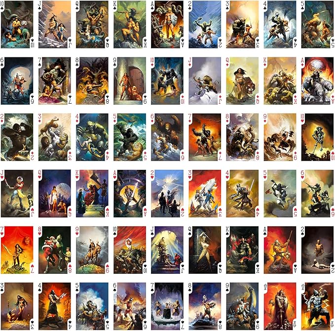FANSTASY Playing Cards (Poker Deck 54 Cards All Different) Vintage Retro Fantasy SciFi Magazine