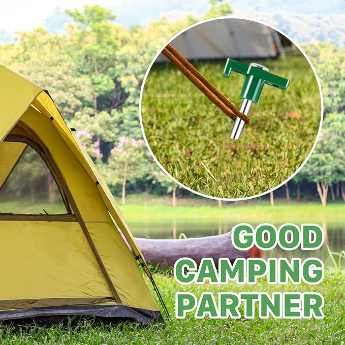 20 Pack Tent Stakes Heavy Duty, 9.6 Inch Camping Stakes, Non-Rust Metal Tent Pegs, Ground Stakes