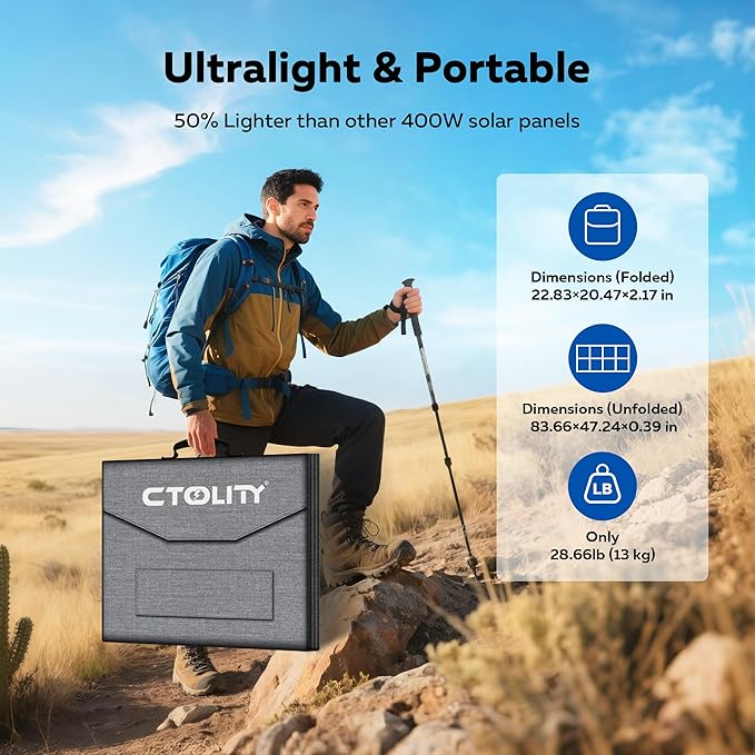 400w Foldable Solar Panel - Portable Solar Panel Charger for Power Station Camping RVs Off Grid
