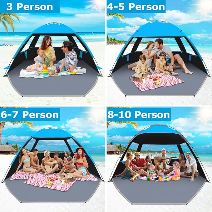 Gorich Beach Tent Sun Shelter for 3/4-5/6-7/8-10 Person with UPF 50ï¼?UV Protection, Lightweight &