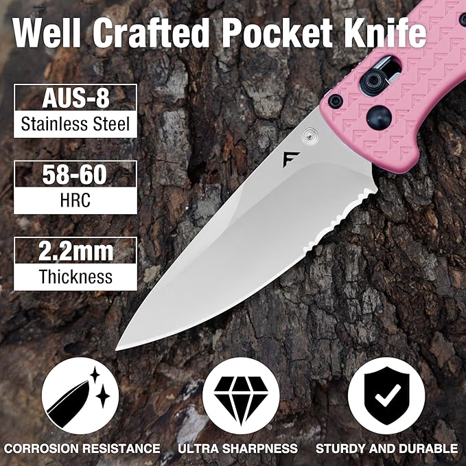 FLISSA 4.5" Folding Pocket Knife, Lightweight EDC Pocket Knife with Axis Lock, 3.2" AUS-8 Steel