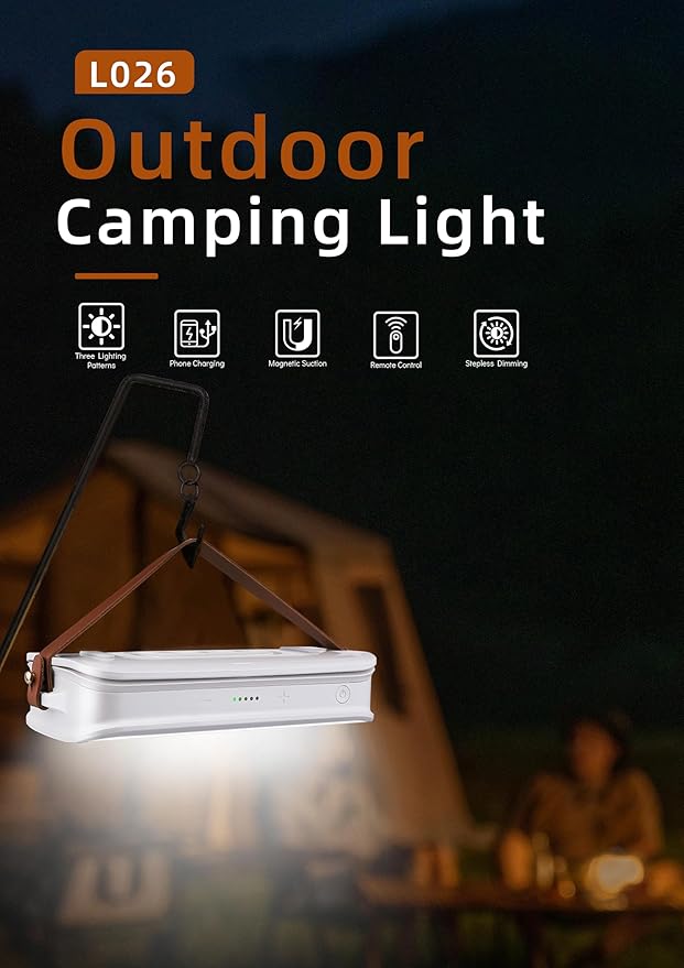 Portable 1500LM LED Camping Lantern,10000mAh Rechargeable Battery, 3 Light Modes,Brackets,Magnetic