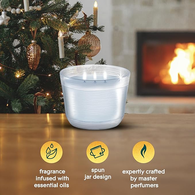 Glade 3-Wick Scented Candle Jar, Bergamot & Eucalyptus, Air Freshener Infused with Essential Oils