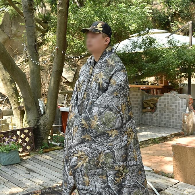 Poncho Liner Military Outdoor Camping Blanket for Travel, Beach, Grass, Picnic, Car Emergency