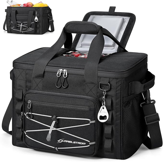 Maelstrom Soft Sided Cooler Bag, 30/40 Can Collapsible Insulated Ice Chest, Large Leakproof Camping